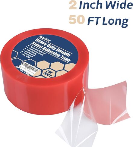 Heavy Duty Double Sided Adhesive Tape - Thin Clear Tape with Strong Adhesive for Arts, Crafts, Paste Photo, Gift Wrap, Adhesive Tapes for Stationery or Household Use - 2Inch Wide 50FT Long in Saudi Arabia
