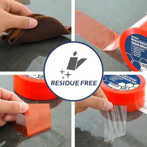 Heavy Duty Double Sided Adhesive Tape - Thin Clear Tape with Strong Adhesive for Arts, Crafts, Paste Photo, Gift Wrap, Adhesive Tapes for Stationery or Household Use - 2Inch Wide 50FT Long in Saudi Arabia