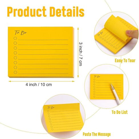 EOOUT 10 Pack Lined Sticky Notes, 500 Sheets to Do List Sticky Notes, 3x4 Inches Self-Stick Notes with Line, Square Sticky Notes for Office, Home, School, Meeting in Saudi Arabia