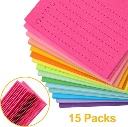 EOOUT 10 Pack Lined Sticky Notes, 500 Sheets to Do List Sticky Notes, 3x4 Inches Self-Stick Notes with Line, Square Sticky Notes for Office, Home, School, Meeting in Saudi Arabia