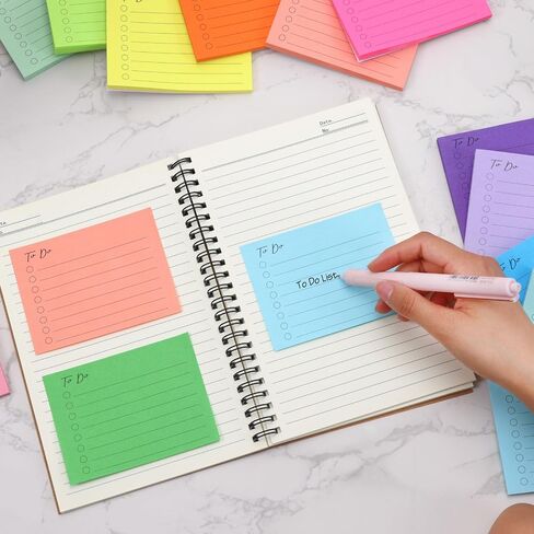 EOOUT 10 Pack Lined Sticky Notes, 500 Sheets to Do List Sticky Notes, 3x4 Inches Self-Stick Notes with Line, Square Sticky Notes for Office, Home, School, Meeting in Saudi Arabia