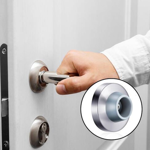 Pangda Concave Wall Door Bumper Stop Silver Stainless Steel Wall Door Bumper with 1-1/8 Inch Gray Round Rubber Protector Stops(Silver,10 Pieces) in Saudi Arabia