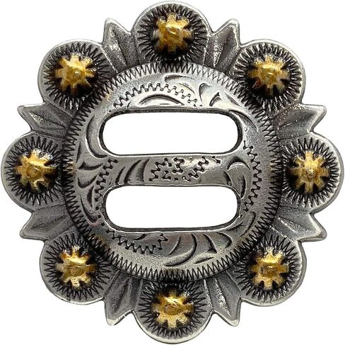 حزمة من 10 قطع من Conchos مشقوقة من الجلد، سرج رأس فني لراكبي الدراجات النارية، فتحة محفورة مصقولة يدويًا - فضي عتيق in Saudi Arabia