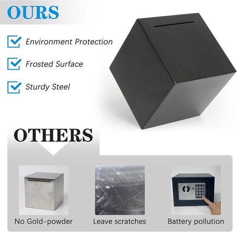 Steel Stainless Piggy Bank for Adults, Box,Must Break to Open,Adult Piggy Bank for Cash,Coin (Black, 4.72 inch) in Saudi Arabia