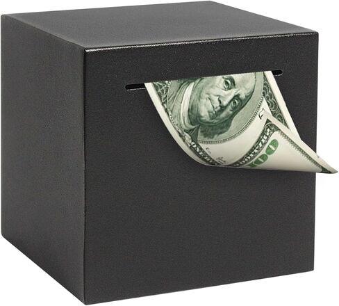 Steel Stainless Piggy Bank for Adults, Box,Must Break to Open,Adult Piggy Bank for Cash,Coin (Black, 4.72 inch) in Saudi Arabia