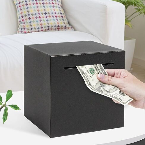Steel Stainless Piggy Bank for Adults, Box,Must Break to Open,Adult Piggy Bank for Cash,Coin (Black, 4.72 inch) in Saudi Arabia