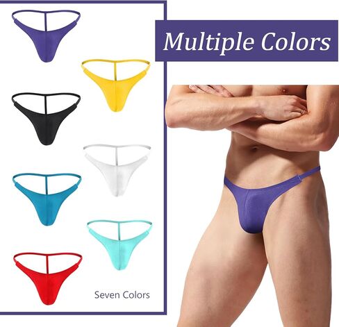 Men's Swimwear Thong, Men's Thong Underwear Bikini Panties T Back Low Rise G-String for Men Free Size in Saudi Arabia