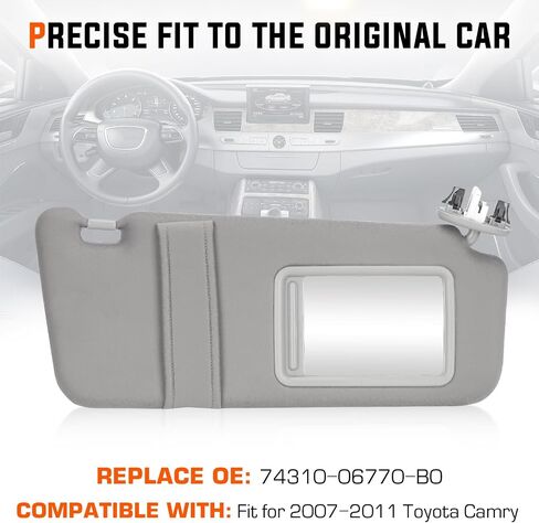 Youxmoto Sun Visor for Toyota Camry with Sunroof 2007 2008 2009 2010 2011 Left Driver and Right Passenger Side, Grey Sun Visor Replaces# 74320-06800-B0; 74310-06770-B0, with Vanity Mirror in Saudi Arabia