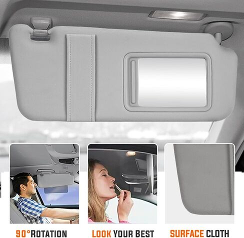 Youxmoto Sun Visor for Toyota Camry with Sunroof 2007 2008 2009 2010 2011 Left Driver and Right Passenger Side, Grey Sun Visor Replaces# 74320-06800-B0; 74310-06770-B0, with Vanity Mirror in Saudi Arabia