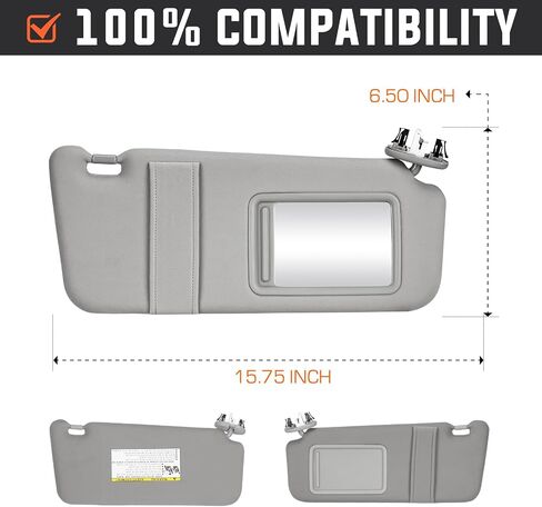 Youxmoto Sun Visor for Toyota Camry with Sunroof 2007 2008 2009 2010 2011 Left Driver and Right Passenger Side, Grey Sun Visor Replaces# 74320-06800-B0; 74310-06770-B0, with Vanity Mirror in Saudi Arabia