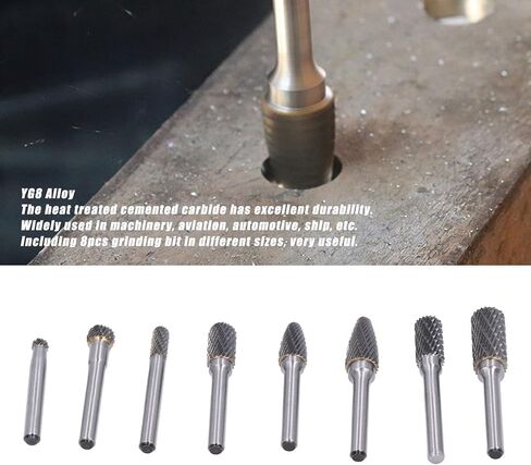 8Pcs Rotary Burrs Set, Carving Burr Bits 1/8" Shank Double Cut Burs Rotary File Carving Grinding Bit for Wood & Stone Carving, Steel Metal Working in Saudi Arabia