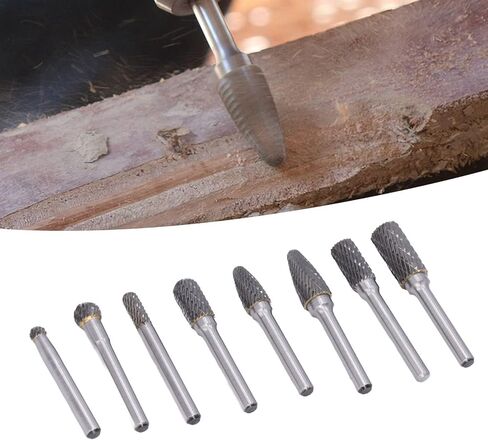 8Pcs Rotary Burrs Set, Carving Burr Bits 1/8" Shank Double Cut Burs Rotary File Carving Grinding Bit for Wood & Stone Carving, Steel Metal Working in Saudi Arabia