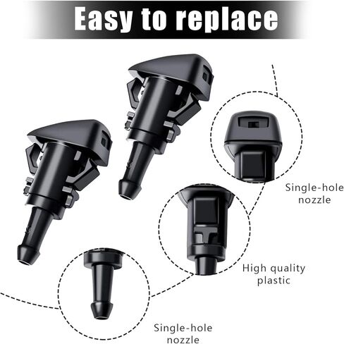 مجموعة فوهات غسيل الزجاج الأمامي 42 في 1، 4805742AB 5116079AA موصل خرطوم السوائل، مع خرطوم 6.5 قدم، 4 فوهات رش، غسالات، 3 موصلات، 30 مثبت، يناسب دودج، كرايسلر، جيب (أسود) in Kuwait