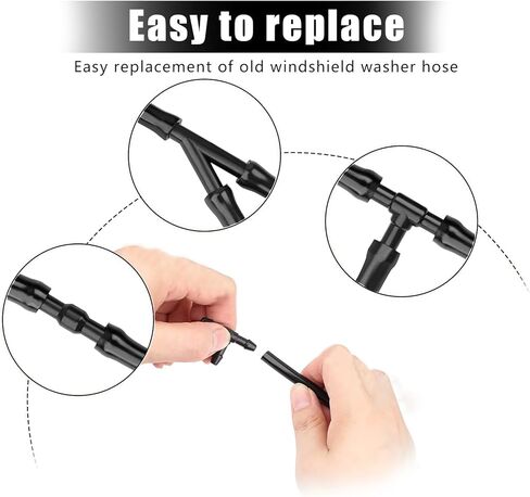 مجموعة فوهات غسيل الزجاج الأمامي 42 في 1، 4805742AB 5116079AA موصل خرطوم السوائل، مع خرطوم 6.5 قدم، 4 فوهات رش، غسالات، 3 موصلات، 30 مثبت، يناسب دودج، كرايسلر، جيب (أسود) in Kuwait