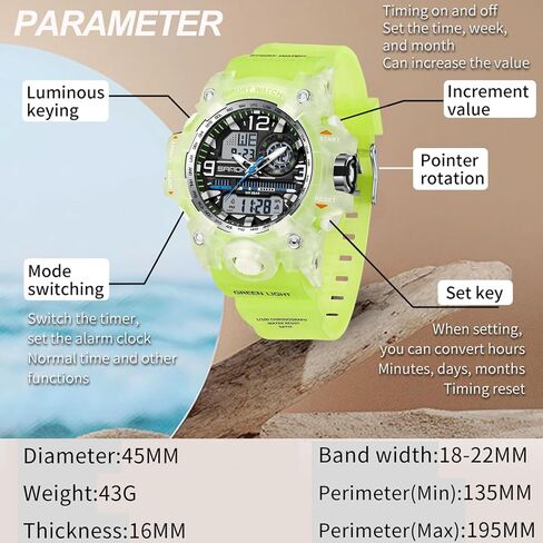 Women's Sport Watch Digital Waterproof Watches Military Watches Analog Outdoor Wrist Watch LED Luminous Alarm Stopwatch Dual Time Wristwatch in Saudi Arabia