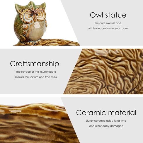 Jewelry Tray Owl Trinket Dish Ceramic Serving Bowl Decorative Desk Storage Plate Organizer for Rings Earrings Necklaces Watch Coins Keys, Owl Soap Dish Holder, Key Bowl, Candy Dish (1 Pack) in Saudi Arabia