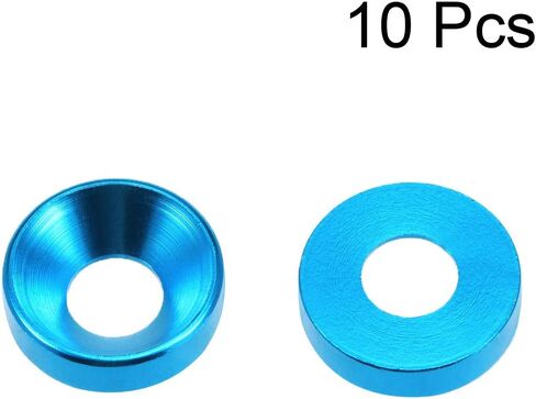 uxcell 10Pcs 0.47" x 0.2" x 0.13" Aluminum Alloy Countersunk Washer for Screw Bolt Blue in Saudi Arabia