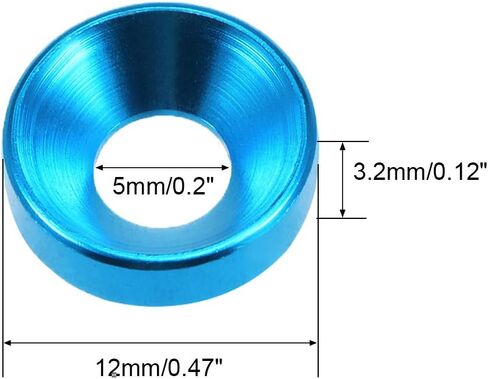 uxcell 10Pcs 0.47" x 0.2" x 0.13" Aluminum Alloy Countersunk Washer for Screw Bolt Blue in Saudi Arabia