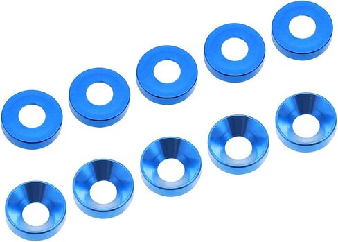 uxcell 10Pcs 0.47" x 0.2" x 0.13" Aluminum Alloy Countersunk Washer for Screw Bolt Blue in Saudi Arabia