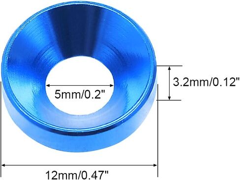uxcell 10Pcs 0.47" x 0.2" x 0.13" Aluminum Alloy Countersunk Washer for Screw Bolt Blue in Saudi Arabia
