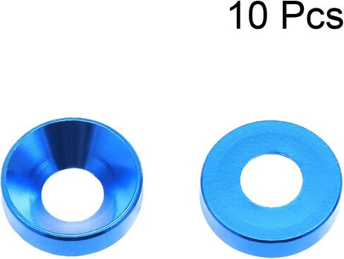 uxcell 10Pcs 0.47" x 0.2" x 0.13" Aluminum Alloy Countersunk Washer for Screw Bolt Blue in Saudi Arabia