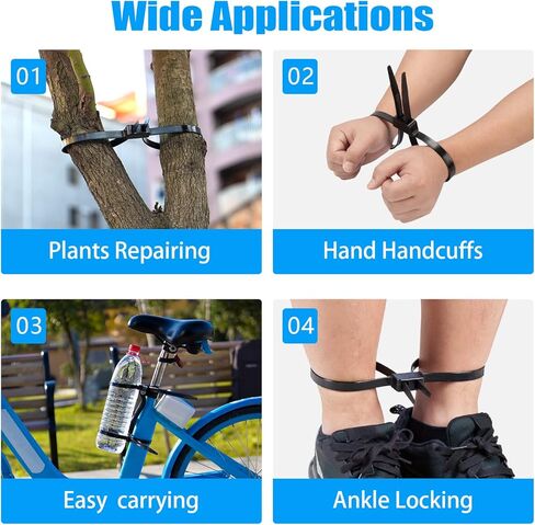 Flex Cuffs, Heavy Duty Nylon Double Flex Zip Tie Handcuffs, 10 PCS Double Locking Zip Ties Restraints, Tensile Strength : 440 Lbs Strength | Length: 27 1/2" (Yellow) in Kuwait