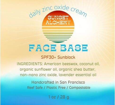 كريم أساس للوجه من Sunset Alchemy SPF 30+ UVA/UVB كريم أكسيد الزنك اليومي مقاوم للماء للغاية مع رائحة اللافندر، يحمي، يرطب، يستعيد in Saudi Arabia