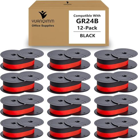 12 حزمة GR24 متوافقة مع GR24 GR24B شريط حاسبة عالمي مزدوج متوافق مع طابعة Porelon 11216 NuKote Dataproducts R3027 Sharp El-1197 P-III السوداء in Kuwait