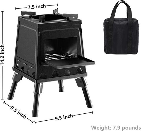 موقد تخييم محمول من الفولاذ الكربوني، موقد خشبي خارجي بأرجل قابلة للطي للتخييم في الهواء الطلق (صغير) in Kuwait