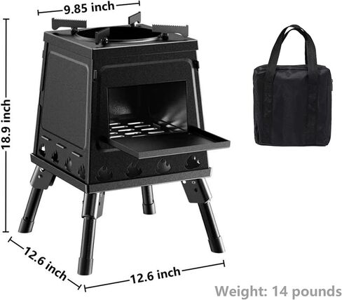 Portable Carbon Steel Camping Stove, Outdoor Wood Stove with Foldable Legs for Outdoor Camp (Small) in Saudi Arabia