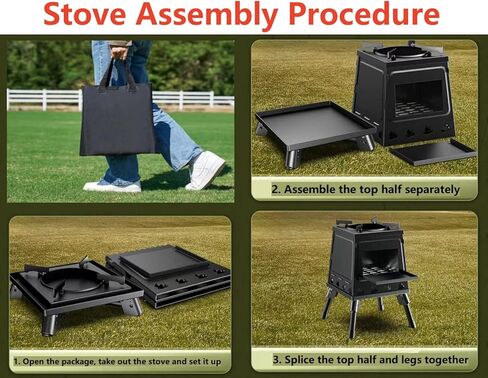 Portable Carbon Steel Camping Stove, Outdoor Wood Stove with Foldable Legs for Outdoor Camp (Small) in Saudi Arabia