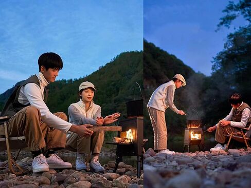 موقد تخييم محمول من الفولاذ الكربوني، موقد خشبي خارجي بأرجل قابلة للطي للتخييم في الهواء الطلق (صغير) in Kuwait