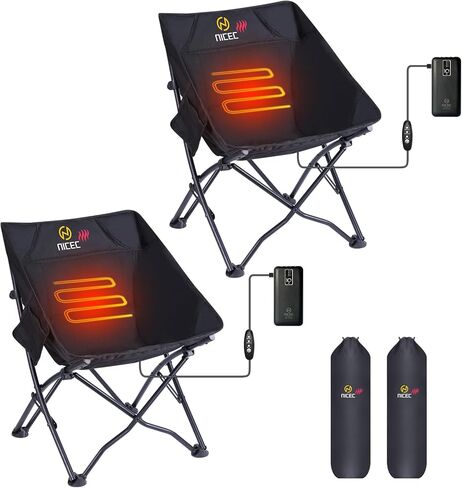كرسي تسخين خارجي من Nice C، كرسي تخييم مُدفأ، كرسي محمول، كرسي حقيبة الظهر، حقيبة حمل شديدة التحمل، بنك طاقة 10000 مللي أمبير في الساعة متضمن (عبوتان) in Kuwait