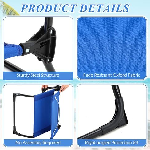 4 Pcs Folding Low Beach Chair with Shoulder Strap Lightweight Camping Chair Portable Outdoor Sand Chair Foldable Lawn Chair Support 300lbs for Beach Camping Hiking Park Patio(Navy Blue) in Saudi Arabia