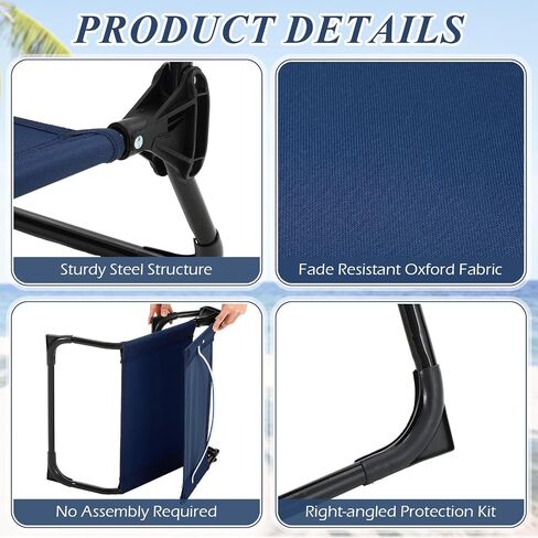4 Pcs Folding Low Beach Chair with Shoulder Strap Lightweight Camping Chair Portable Outdoor Sand Chair Foldable Lawn Chair Support 300lbs for Beach Camping Hiking Park Patio(Navy Blue) in Saudi Arabia