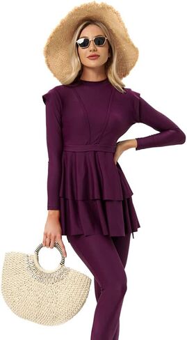 IBTOM CASTLE Modest Muslim Islamic Long Sleeve Burkini for Women Full Cover Swim Rashguard Hijab Swimsuit Bathing Suit in Saudi Arabia