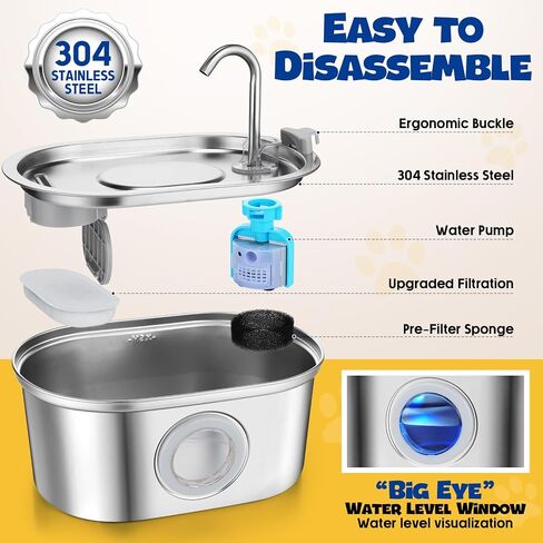 2 Pack 108 Oz/ 3.2 L Cat Water Fountain Stainless Steel with 8 Carbon and Pump Filters Automatic Dog Drinking Water Dispenser with Water Level Window for Multi Pet in Saudi Arabia