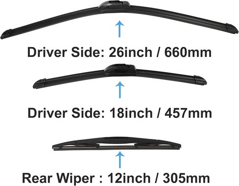 ACROPIX Front Rear Windshield Wiper Blade Set Car Wiper Blade Fit for Acura RDX 2019-2021 - Pack of 3 Black in Saudi Arabia