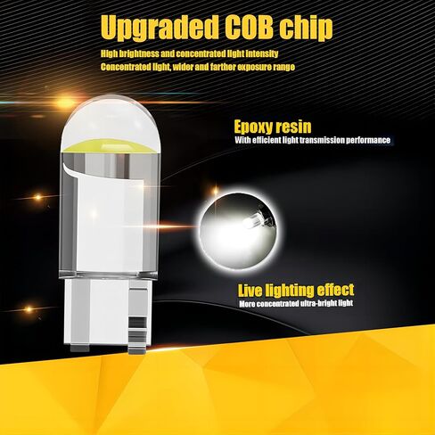 30 قطعة سيارة 194 لمبة LED، 6000K فائقة السطوع 168 2825 W5W T10 LED على شكل إسفين، ضوء خريطة لوحة الترخيص، عالمي لمعظم أجزاء إضاءة السيارات (أبيض) in Kuwait