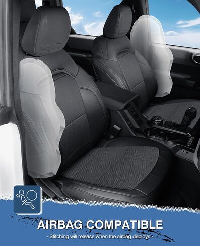 13PCS Bronco Seat Covers Protector for Ford Bronco 2021 2022 2023 2024 Accessories 4-Door Full Set PU Leather Car Seat Covers for Bronco Interior Covers(Black) in Saudi Arabia