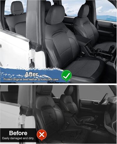 13PCS Bronco Seat Covers Protector for Ford Bronco 2021 2022 2023 2024 Accessories 4-Door Full Set PU Leather Car Seat Covers for Bronco Interior Covers(Black) in Saudi Arabia
