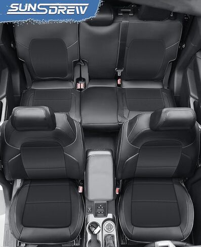 13PCS Bronco Seat Covers Protector for Ford Bronco 2021 2022 2023 2024 Accessories 4-Door Full Set PU Leather Car Seat Covers for Bronco Interior Covers(Black) in Saudi Arabia