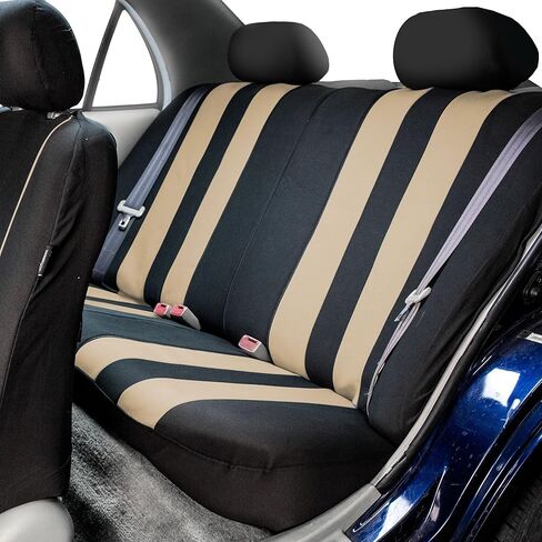 FH Group Car Seat Covers Striking Striped Full Set Beige Automotive Seat Covers, Airbag and Split Rear Car Seat Cover Universal Fit Interior Accessories for Cars Trucks and SUV Car Accessories in Saudi Arabia
