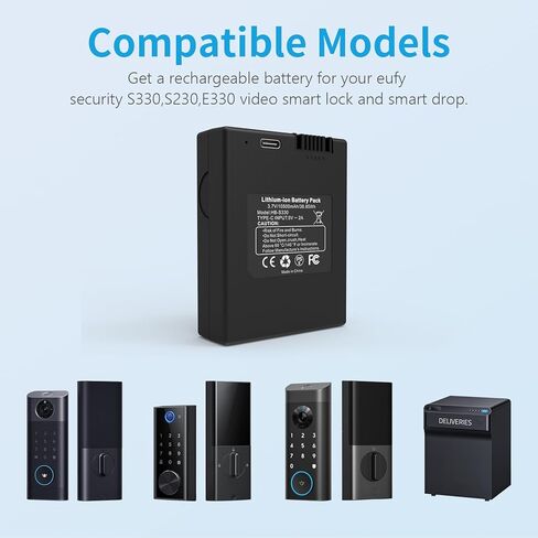 استبدال البطارية لـ eufy S330 E330 S230 Model T8520 Security 3-in-1 Video Smart Lock Smart Drop and Delivery Box بطارية قابلة للشحن in Kuwait