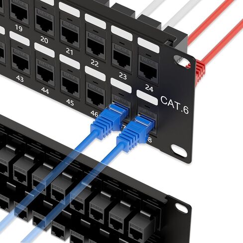 iwillink 48 Port 19-Inch RJ45 Through Coupler 2U Cat6 Patch Panel UTP Without Back Bar, Wallmount or Rackmount, Compatible with Cat5, Cat5e, Cat6 Cabling in Saudi Arabia