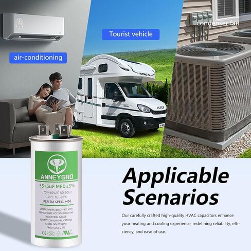 Capacitor Ac Capacitor Cbb65b 40+5 Uf 40/5 Mfd ±6% 370v/440v Dual Run Start Ac Capacitor 40/5 440 Volt,HVAC Capacitor,for Ac Unit Fan Motor Start Or Heat Pump Or Condenser Straight Cool in Saudi Arabia