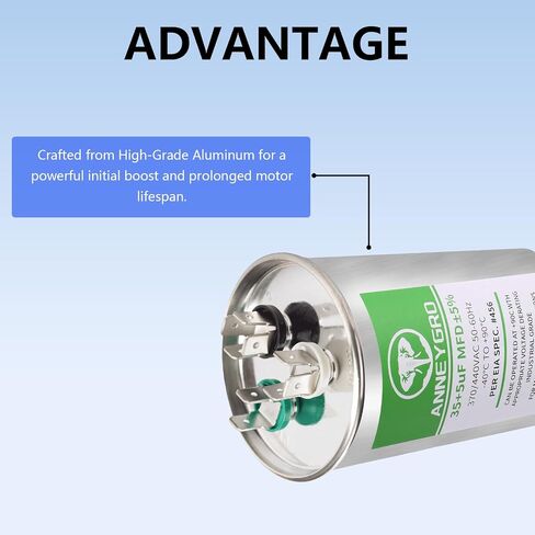 Capacitor Ac Capacitor Cbb65b 40+5 Uf 40/5 Mfd ±6% 370v/440v Dual Run Start Ac Capacitor 40/5 440 Volt,HVAC Capacitor,for Ac Unit Fan Motor Start Or Heat Pump Or Condenser Straight Cool in Saudi Arabia