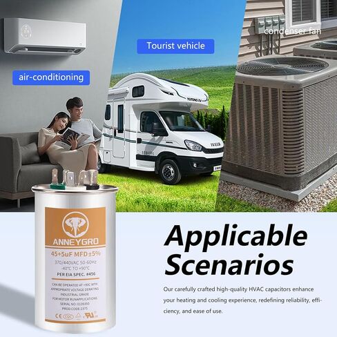 Capacitor Ac Capacitor Cbb65b 40+5 Uf 40/5 Mfd ±6% 370v/440v Dual Run Start Ac Capacitor 40/5 440 Volt,HVAC Capacitor,for Ac Unit Fan Motor Start Or Heat Pump Or Condenser Straight Cool in Saudi Arabia