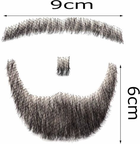 شعر بشري 100%، شارب مكياج اللحية للرجال، مثالي للأزياء والحفلات in Kuwait