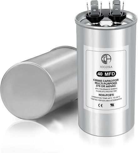 40 MFD AC مكثف 370 440 VAC 50/60 هرتز 40 فائق التوهج CBB65 مكثف بدء التشغيل الدائري للمكثف المستقيم البارد، بدء تشغيل محرك مروحة وحدة التيار المتردد، مضخة الحرارة، مكيف الهواء، مضخة حمام السباحة in Kuwait